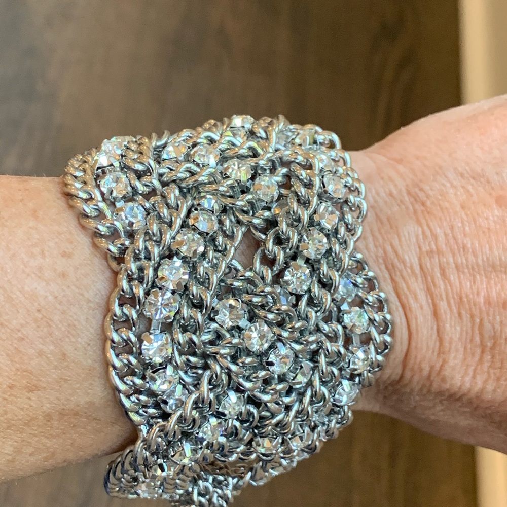 Bracelet- silver and rhinestone
